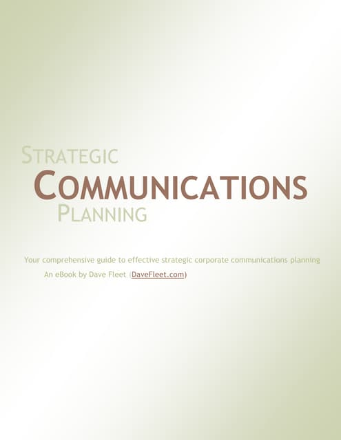 Strategic Communications Planning -...